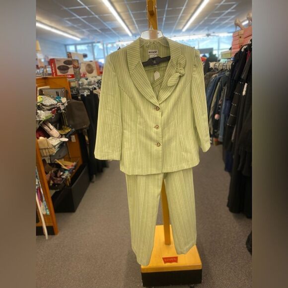 Perceptions SZ 12 Light Mint Stripe Pantsuit - Picture 1 of 6